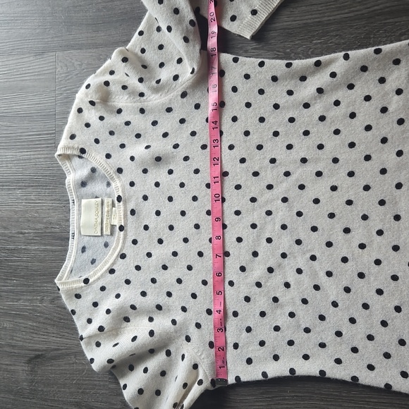 Cynthia Rowley 100% 2-Ply Cashmere Off White And Black Polka Dot Sweater Size M - Picture 4 of 6